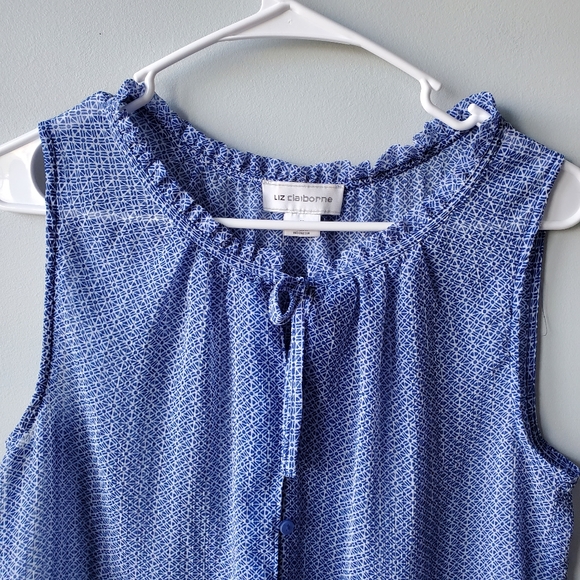 3/$15 Liz Claiborne Ruffle Neck Button up Halter Tops Women's Size Medium - Picture 5 of 15